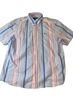 Vineyard Vines Whale Button Shirt XL Blue Pink Stripe Cotton